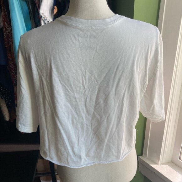 Women's Burton White Crop Top Cutt-off style T-Shirt Size L - Picture 3 of 5